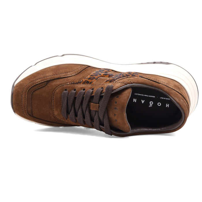 Sneakers Hogan Hi-Fi H669 Donna Marrone Maxi H Effetto Animalier