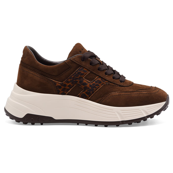 Sneakers Hogan Hi-Fi H669 Donna Marrone Maxi H Effetto Animalier