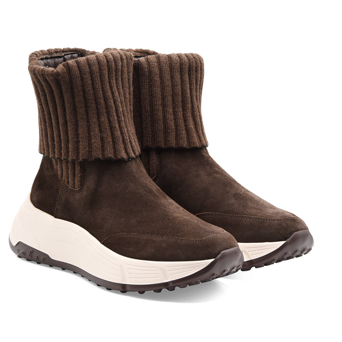 Stivaletti Hogan Hi-Fi Donna Suede Marrone Suola Hyperlight