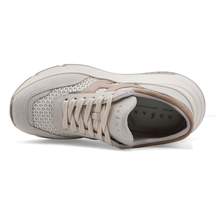 Hogan Women's H669 Suede Sneakers White and Beige