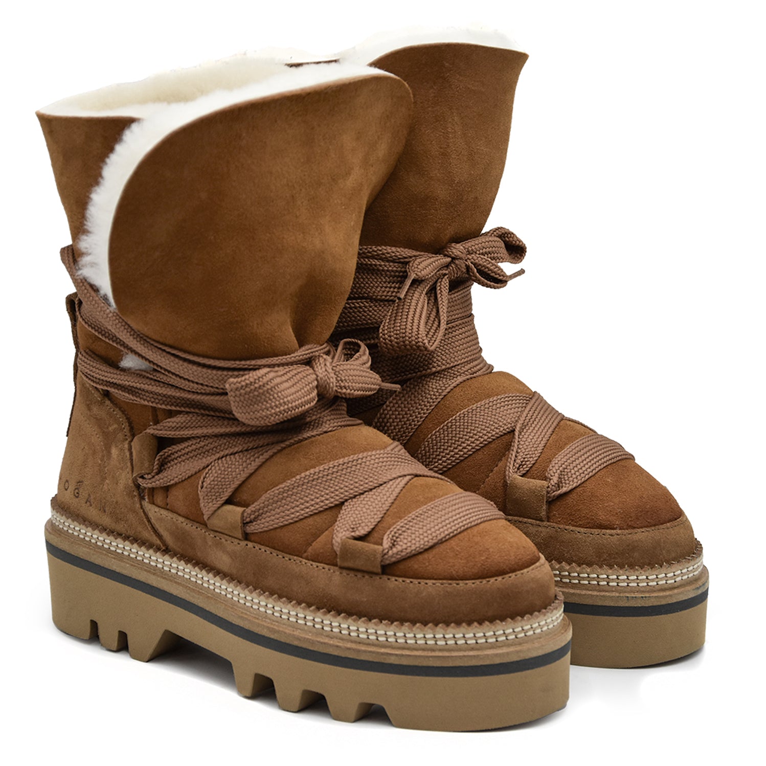 H675 Hogan Women's Ankle Boots H675 Brown Warm Fur Lining | Sabot Arezzo