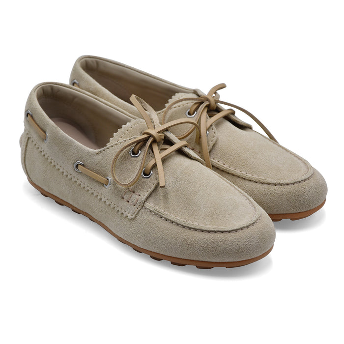 Hogan Women's Beige Suede Soft Boat Shoes H693
