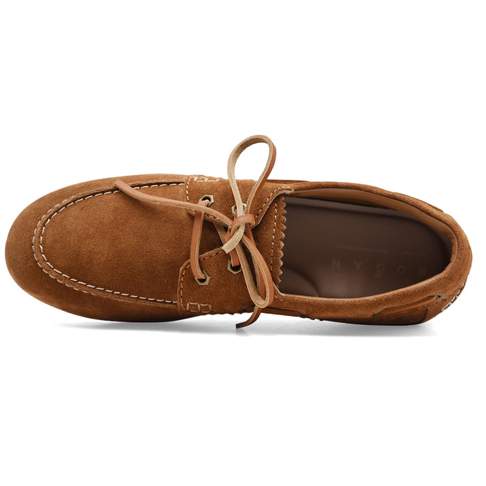 Allacciate Donna Hogan H693 BARCA Vero Camoscio Marrone Chiaro