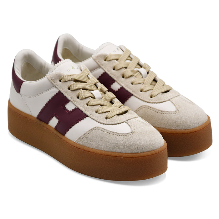 Sneakers Hogan Cool H698 Donna Avorio Bordeaux Design Moderno
