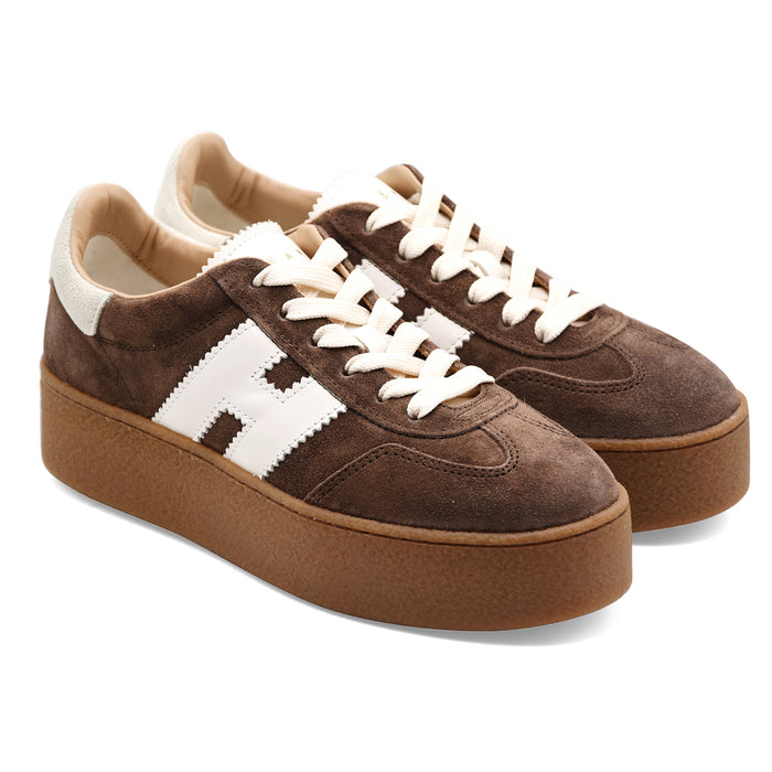Sneakers Hogan Cool H698 Donna In Pelle Scamosciata Marrone