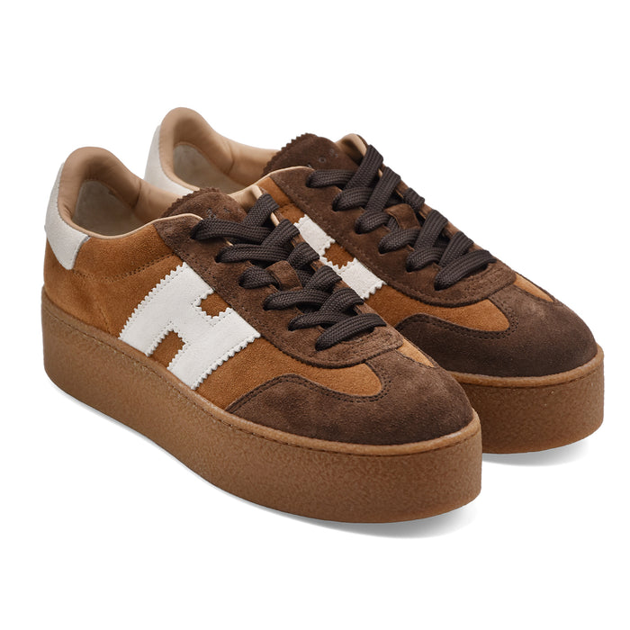 Sneakers Hogan Donna H681 Vera Pelle Scamosciata  Marrone Cuoio