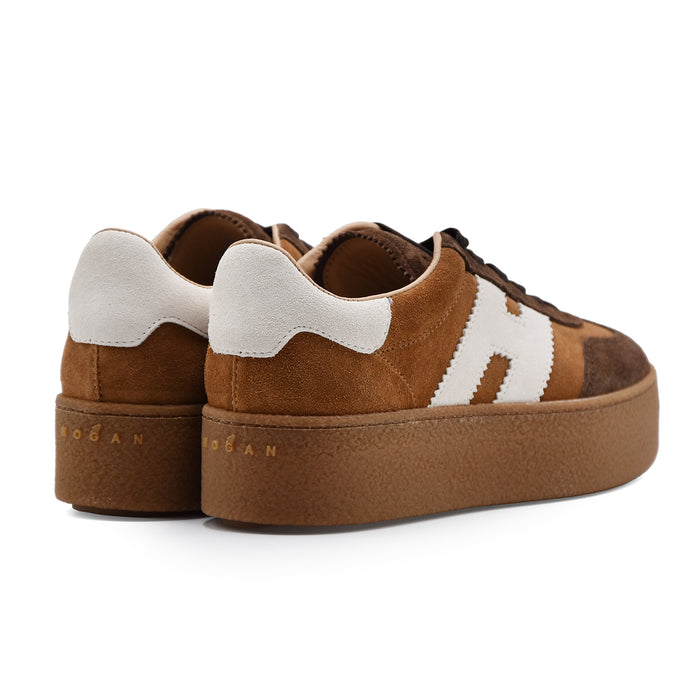 Sneakers Hogan Donna H681 Vera Pelle Scamosciata  Marrone Cuoio