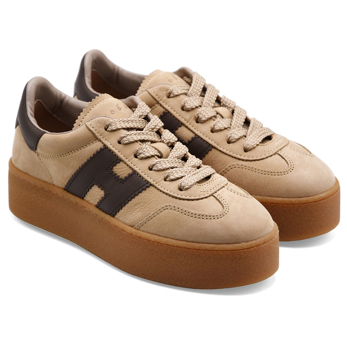 Sneakers Hogan Cool Donna Beige Marrone Platform Volumi Decisi