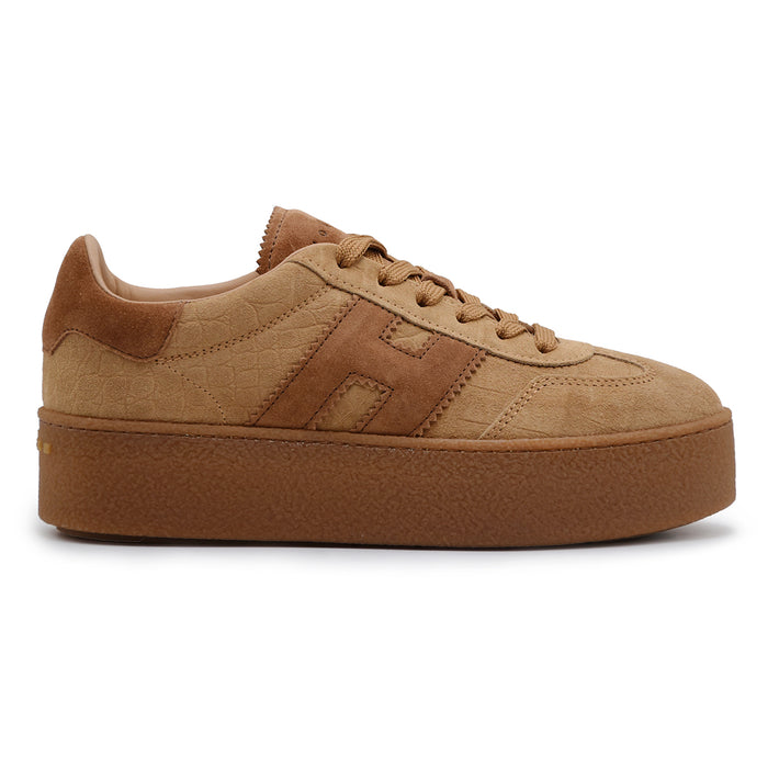 Sneakers Hogan Cool Donna Suede Cammello Effetto Coccodrillo