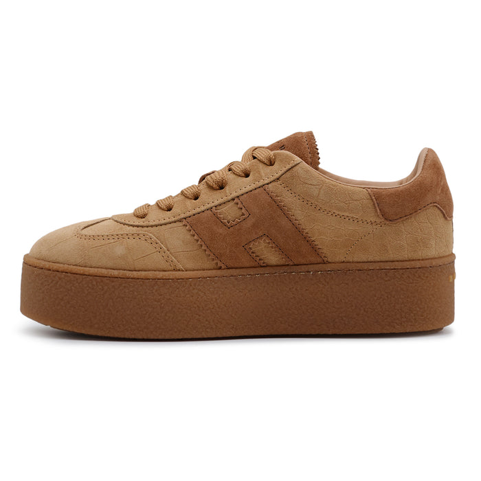 Sneakers Hogan Cool Donna Suede Cammello Effetto Coccodrillo