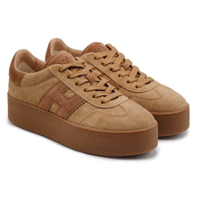 Sneakers Hogan Cool Donna Suede Cammello Effetto Coccodrillo
