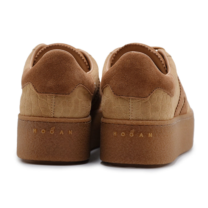 Sneakers Hogan Cool Donna Suede Cammello Effetto Coccodrillo