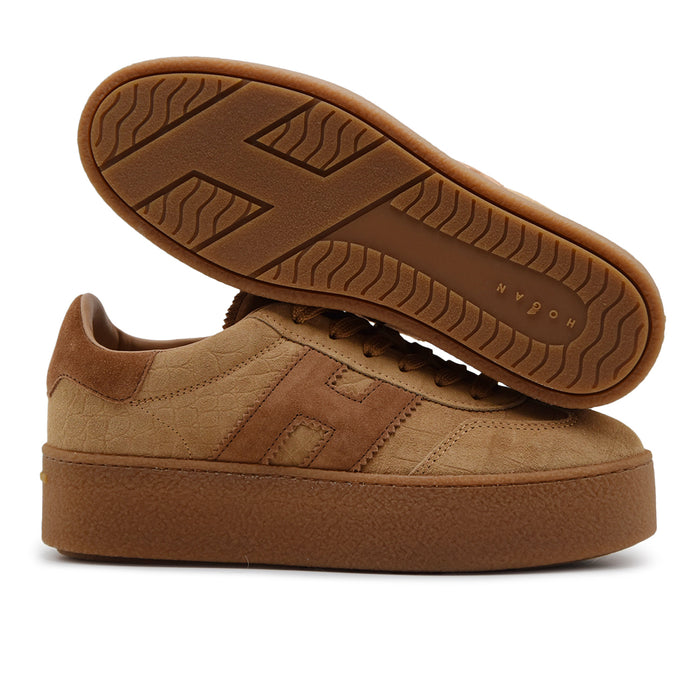 Sneakers Hogan Cool Donna Suede Cammello Effetto Coccodrillo