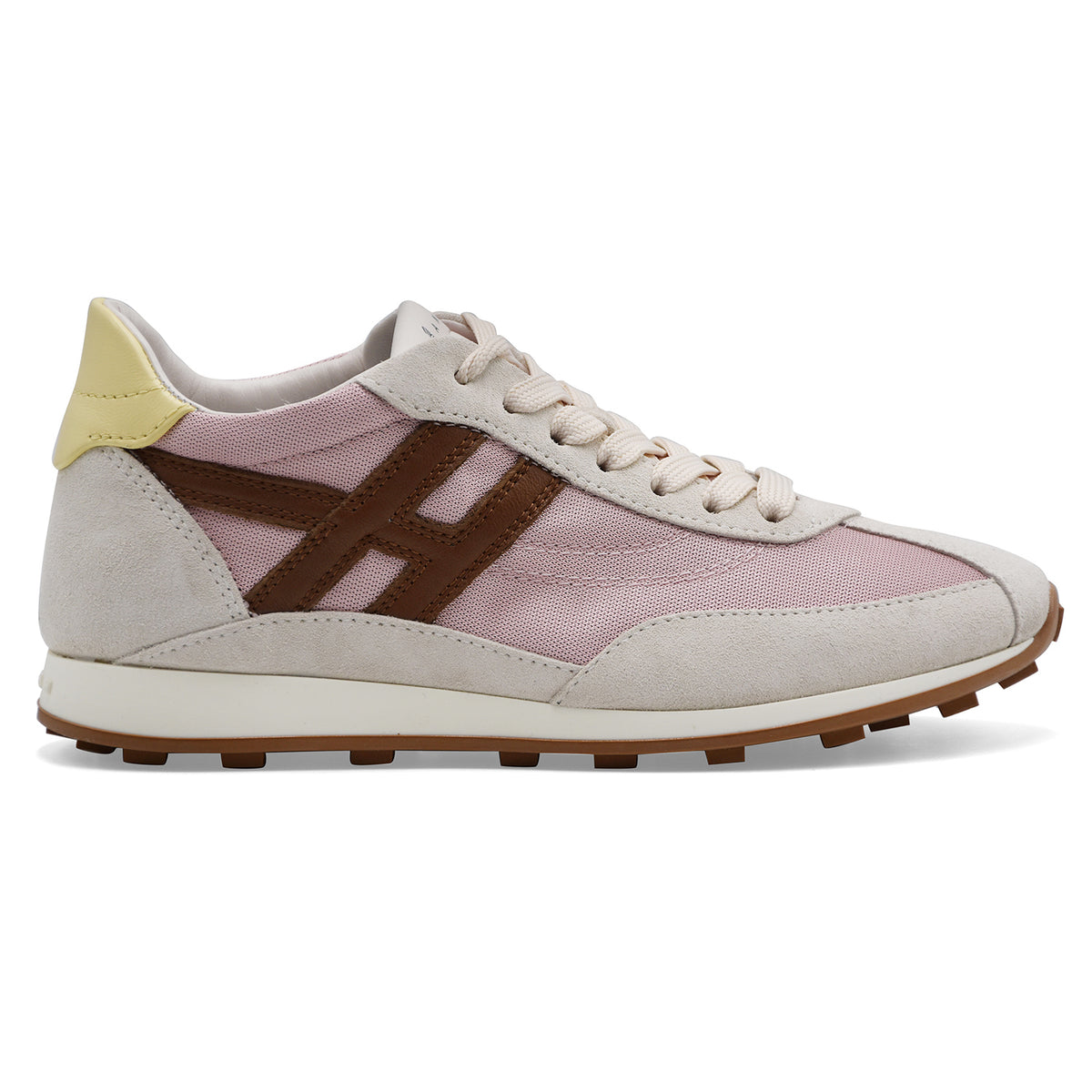 Hogan Women's H699 Suede Ivory Fabric Pink Sneakers | Sabot Arezzo