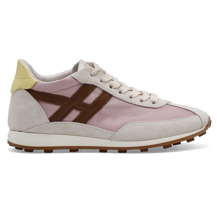 Hogan Women's H699 Suede Ivory Fabric Pink Sneakers