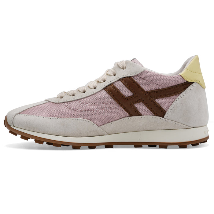 Hogan Women's H699 Suede Ivory Fabric Pink Sneakers