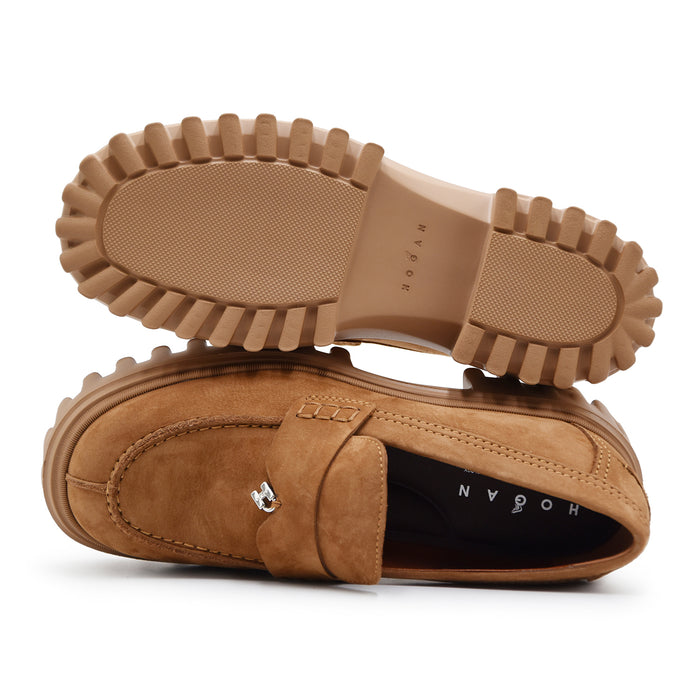 Mocassini Hogan H700 Donna Nabuk Marrone Soletta Memory Foam