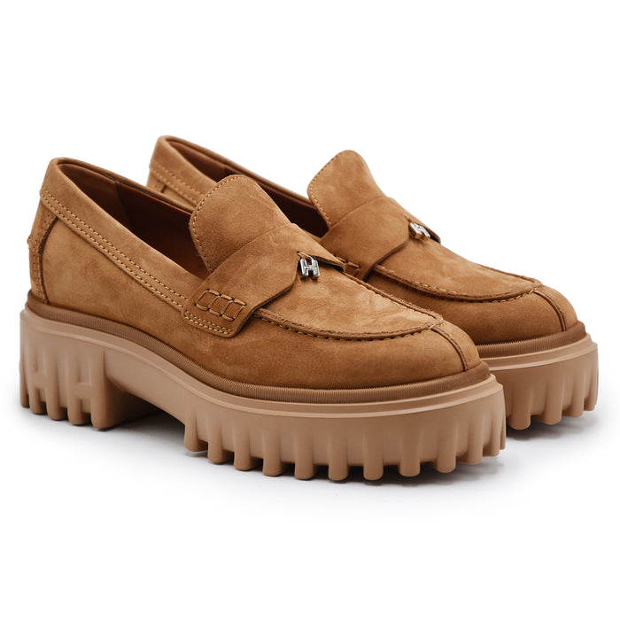 Mocassini Hogan H700 Donna Nabuk Marrone Soletta Memory Foam