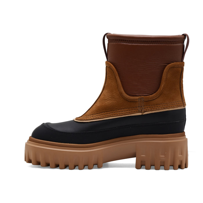 Stivaletti Hogan Donna H700 Chunky Pelle Marrone E Nabuk Cammello