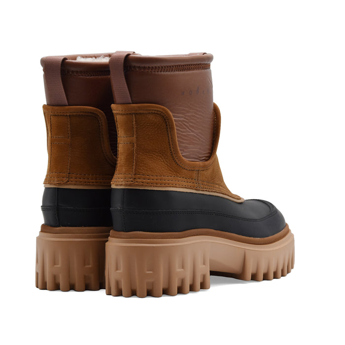 Stivaletti Hogan Donna H700 Chunky Pelle Marrone E Nabuk Cammello