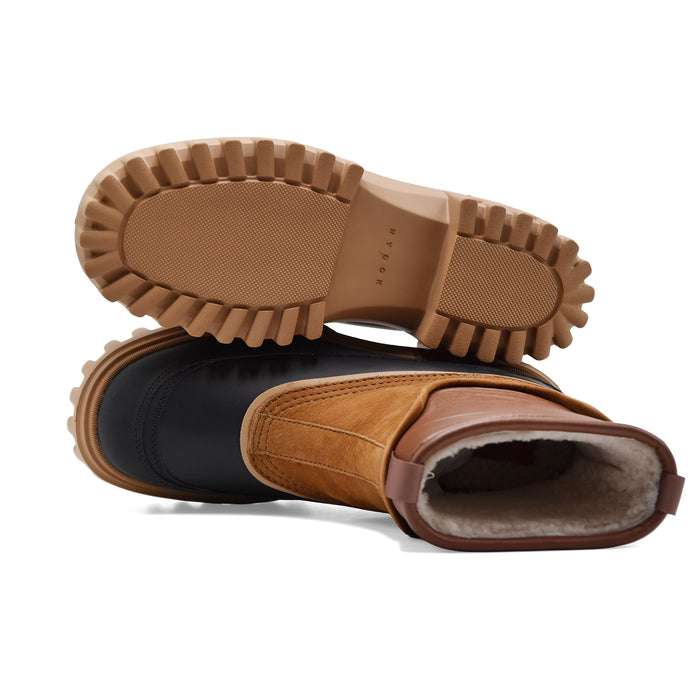 Stivaletti Hogan Donna H700 Chunky Pelle Marrone E Nabuk Cammello