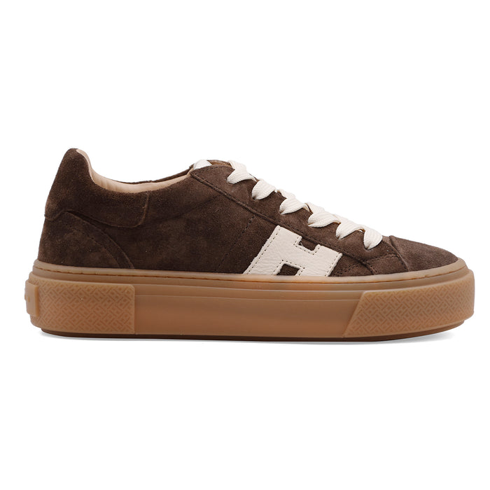 Sneakers Da Donna Hogan H705 In Vera Pelle Scamosciata Marrone