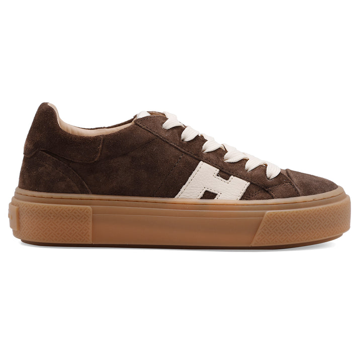 Sneakers Da Donna Hogan H705 In Vera Pelle Scamosciata Marrone