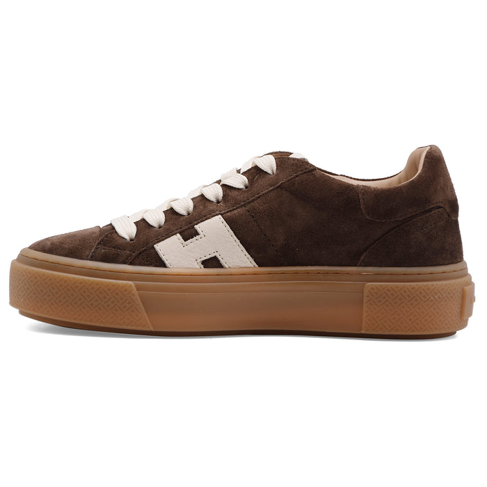 Sneakers Da Donna Hogan H705 In Vera Pelle Scamosciata Marrone