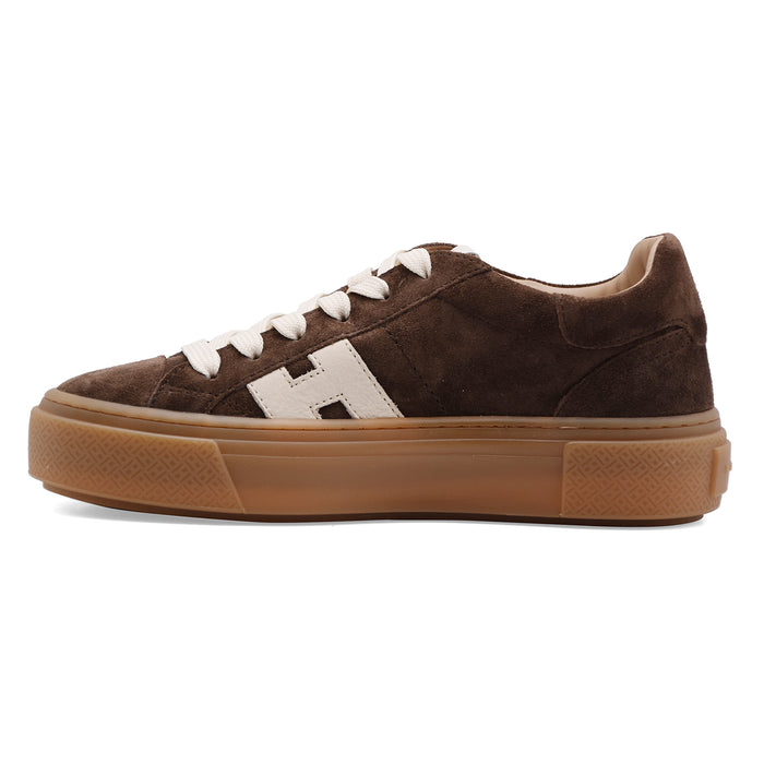 Sneakers Da Donna Hogan H705 In Vera Pelle Scamosciata Marrone