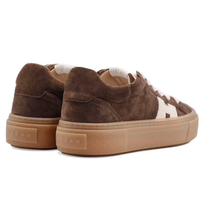 Sneakers Da Donna Hogan H705 In Vera Pelle Scamosciata Marrone
