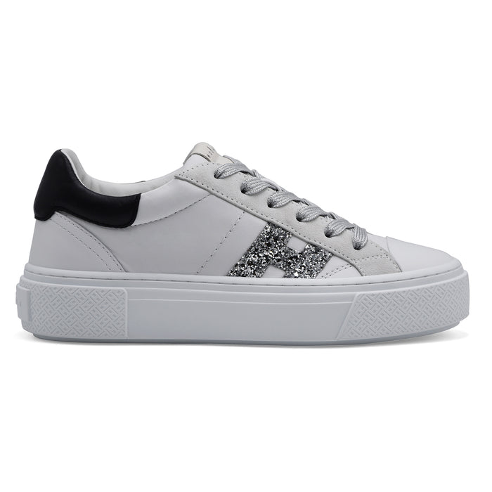 Sneakers Hogan Crosswind H705 Donna Bianco Con Logo Glitterato