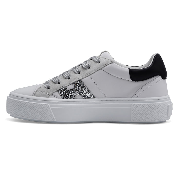Sneakers Hogan Crosswind H705 Donna Bianco Con Logo Glitterato