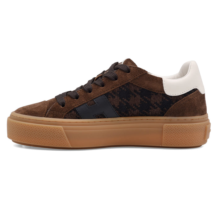 Sneakers Hogan Crosswind Donna Marrone Con Motivo Pied De Poule