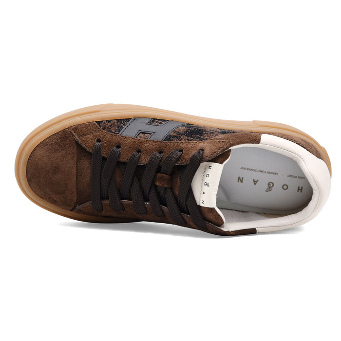 Sneakers Hogan Crosswind Donna Marrone Con Motivo Pied De Poule