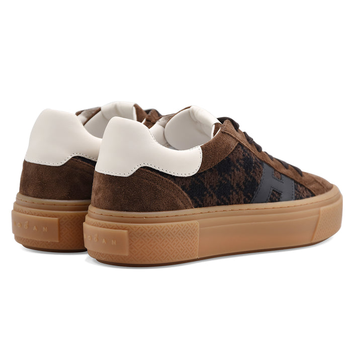 Sneakers Hogan Crosswind Donna Marrone Con Motivo Pied De Poule