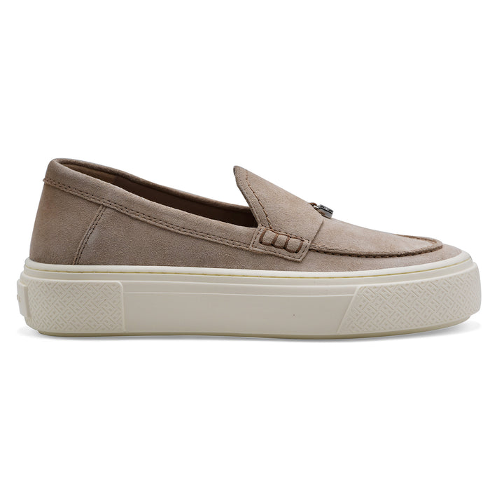 Hogan Women's Loafers H705 Beige Suede Memory Foam Insole