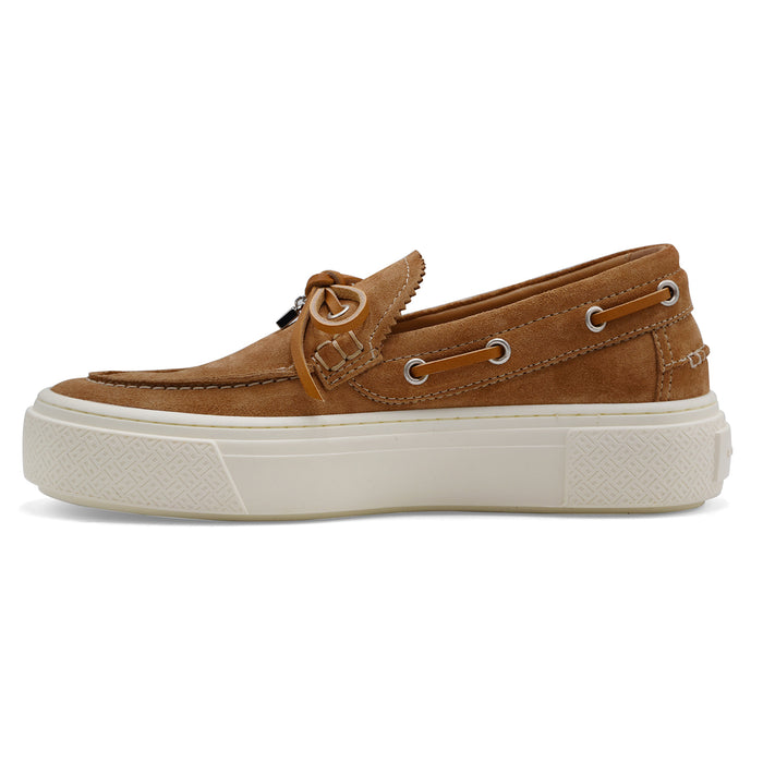 Hogan H705 Women's Camel Suede Boat Shoes