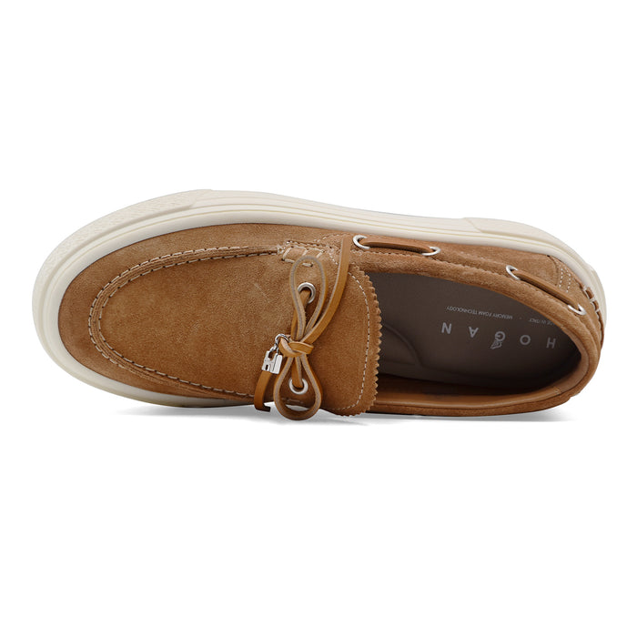 Hogan H705 Women's Camel Suede Boat Shoes
