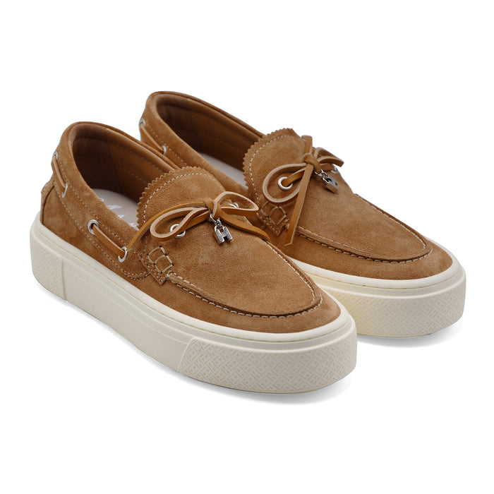 Hogan H705 Women's Camel Suede Boat Shoes