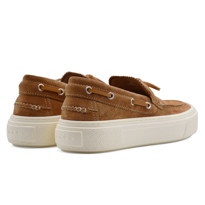 Hogan H705 Women's Camel Suede Boat Shoes