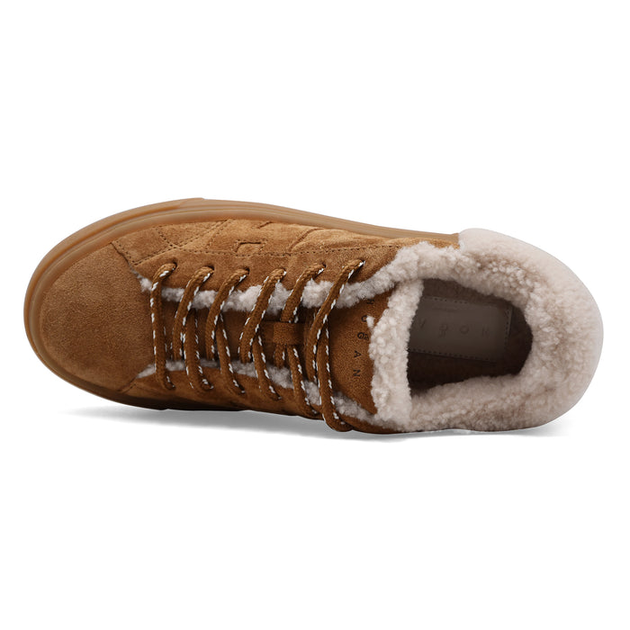Sneakers Hogan Crosswind H705 Donna Beige Cuoio Con Pelliccia