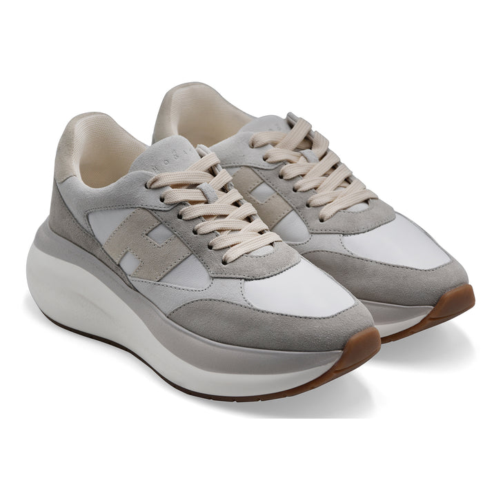Sneakers Hogan H714 Donna Eleganti In Pelle Scamosciata Beige