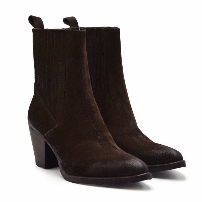 Stivaletti Texani Donna Riccardo P. In Camoscio Testa Di Moro