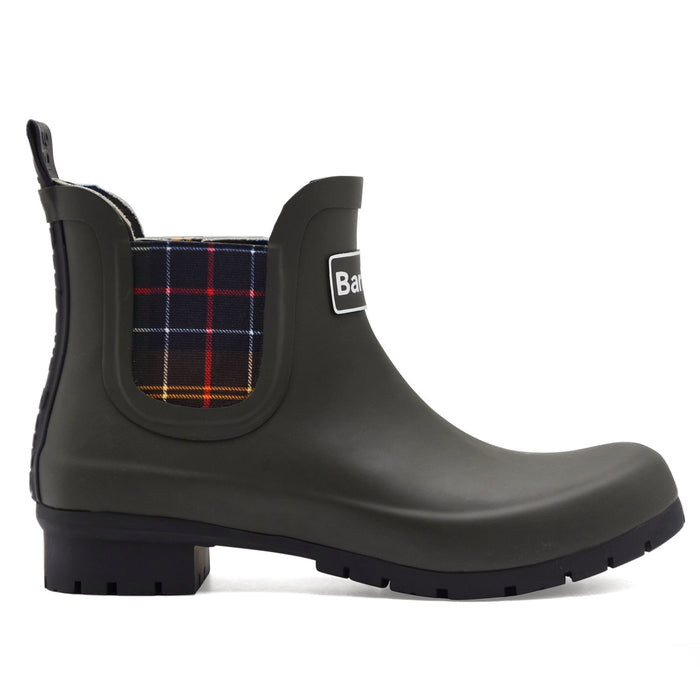 Stivaletti Donna Barbour Kingham Gomma Verde Iconico E Tartan