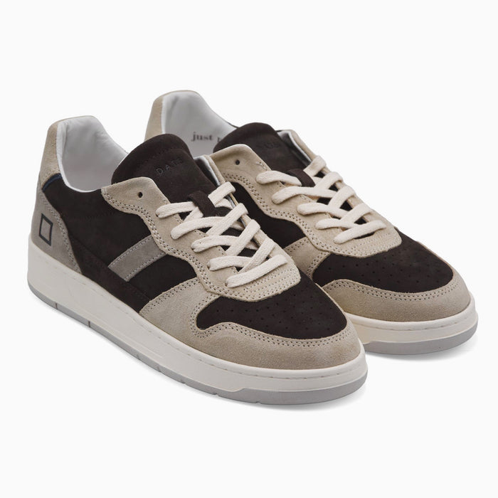 Sneakers D.A.T.E. Uomo COURT 2.0 Pelle Scamosciata Marrone Beige