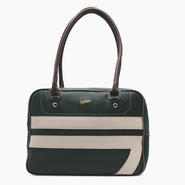 Borsa Puraai Verde Maitrigreen Dettagli Bianchi Con Logo In Oro