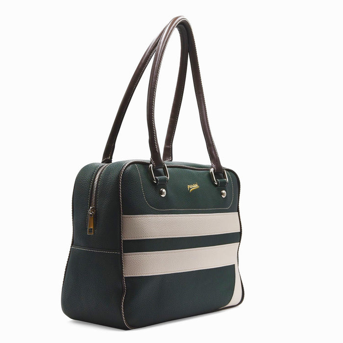 Borsa Puraai Verde Maitrigreen Dettagli Bianchi Con Logo In Oro