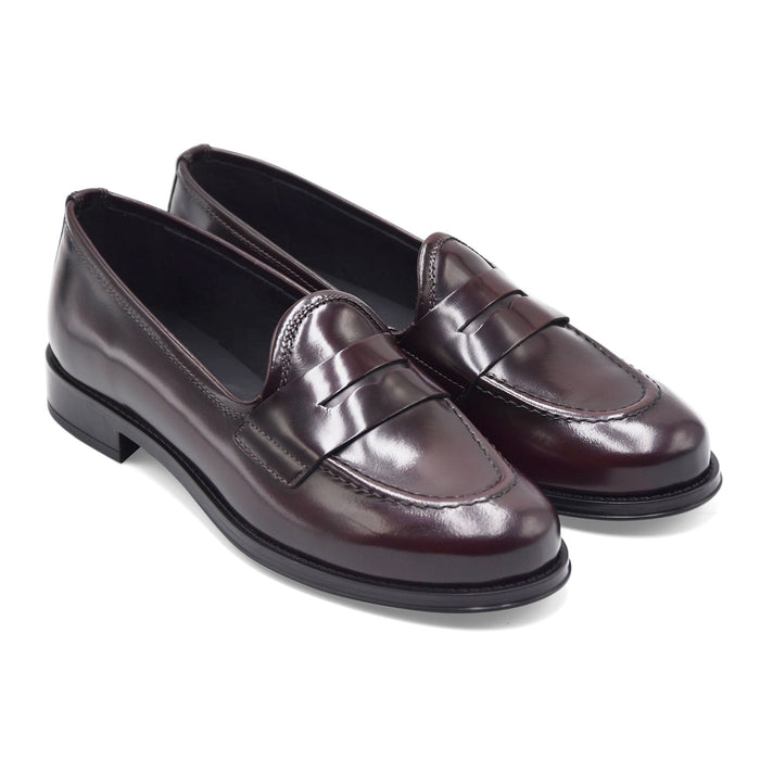 Mocassini Riccardo P. Donna Pelle Bordeaux Suola In Gomma Nera