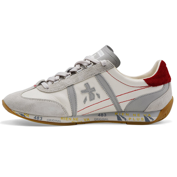 Premiata Sneakers Uomo JACKYX 8225 Pelle Bianca Camoscio Grigio