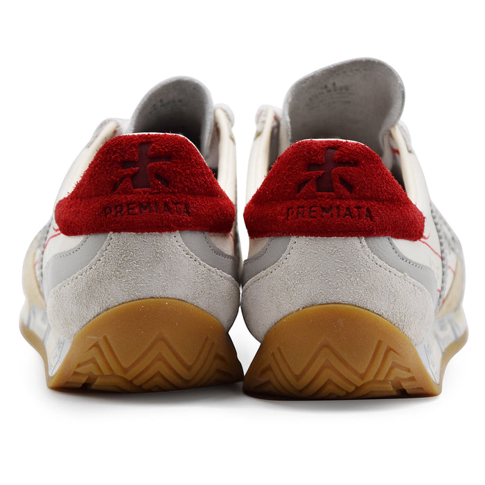 Premiata Sneakers Uomo JACKYX 8225 Pelle Bianca Camoscio Grigio